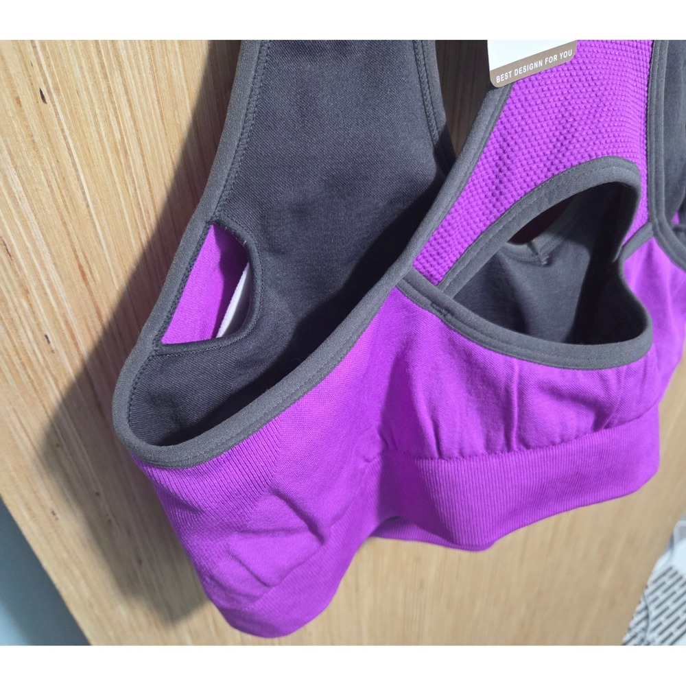 Baomosi Womens Purple Grey Racerback Sports Bra 3XL NWT Keyhole Activewear - Picture 3 of 3